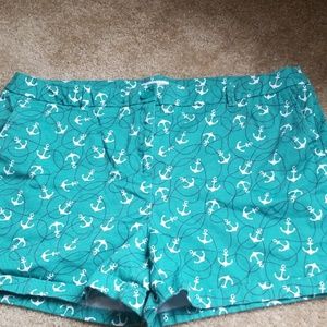 Teal anchor shorts